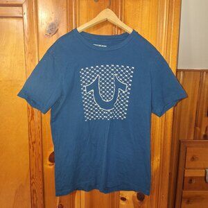 Men's True Religion T Shirt size L Cambridge blue color